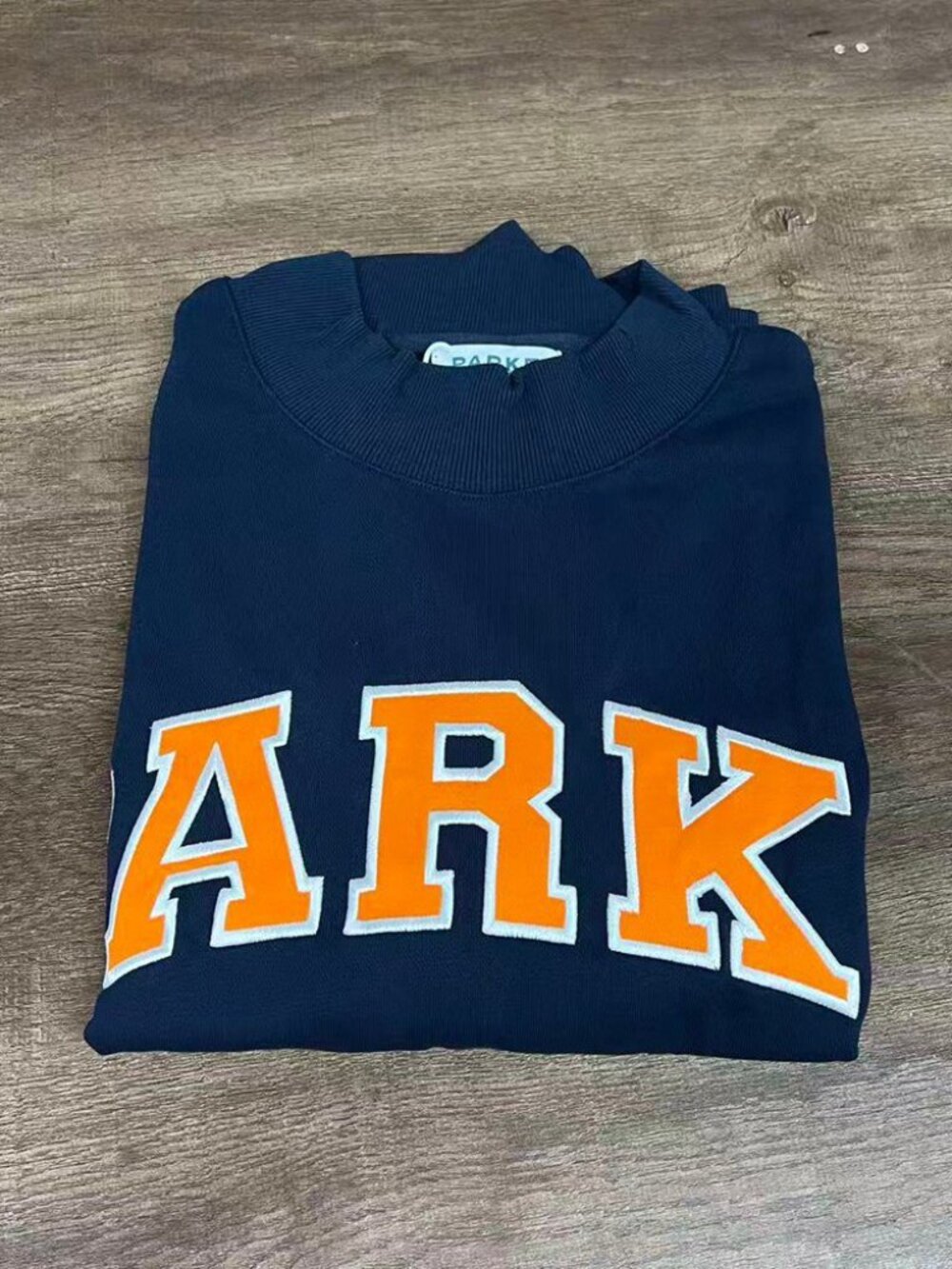 PARKE Navy Varsity Letter Mock Neck Sweatshirt - Picture 3 of 7
